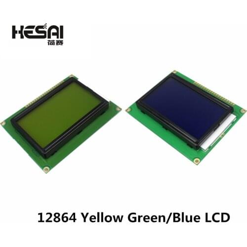 12864 128x64 Dots Graphic Yellow Green/Blue Color with Backlight LCD Display Module ST7920 Parallel Port for arduino Diy Kit
