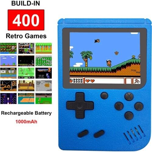 Blue Handheld Retro FC NES Game Console w/ 400 Games 3" Portable Gameboy AV TV