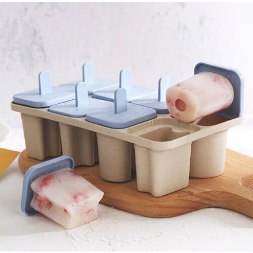 DIY Letter Frozen Ice Cream Tools 8 Cell Wheat Straw Handle Tray Pan Mould Cube Molds Popsicle Maker Kitchen Cooking Tools