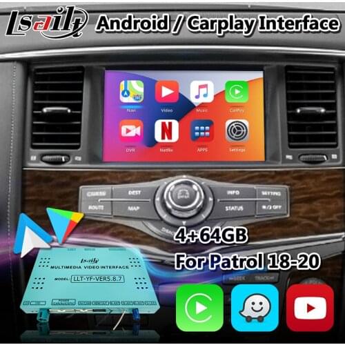 Android Carplay Interface for Nissan Patrol Y62 Armada 2018-2019 year with Built in Android auto Youtube Google Play Waze