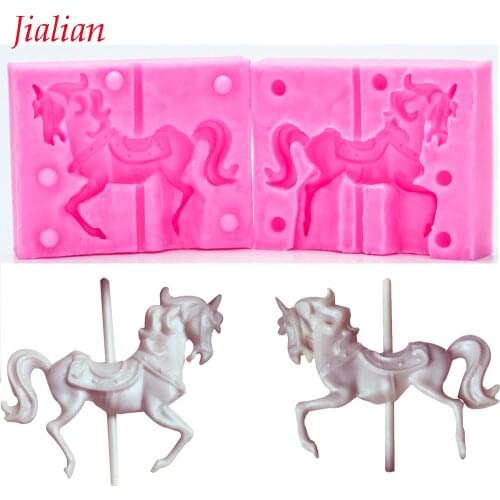 Jialian 3D stereoscopic clamping pony horseSilicone Mold Chocolate Fondant Decorating Baking fondant Tool FT-0979