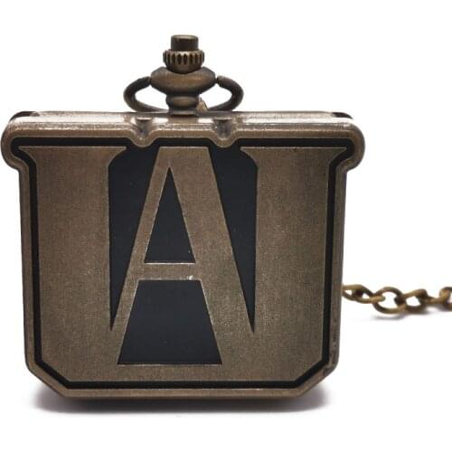 Classical Retro Punk A Literal Unique Square Design Quartz Pocket Watch Jewelry Pendant Clock Pocket Watch Pocket Watch Chain