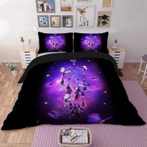 Butterfly dream catchers Bedding purple Duvet Cover With Pillowcases Twin Full Queen King Size Bedclothes 3pcs home textile