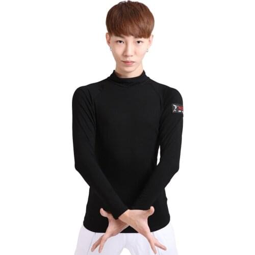 Latin Dance Costume For Men Adult Long Sleeve Black Shirt Modern Dance Practice Tops Ballroom Dance Competition Clothes VO361