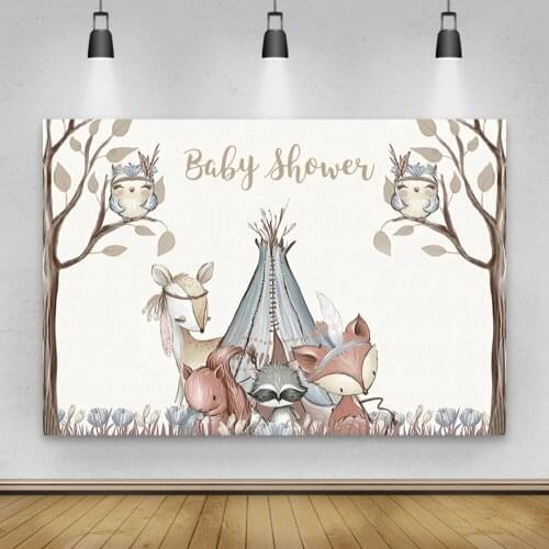 Laeacco Wild Baby Shower Photographic Background Woodland Animals Jungle Flowers backdrop For Photo Studio Photophone Photocall