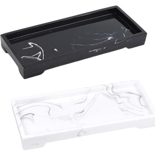 Marbling Bathroom Toilet Tank Dresser Storage Vanity Tray Plate Holder Cosmetics Jewelry Tissue Perfume Organizer Rectangular