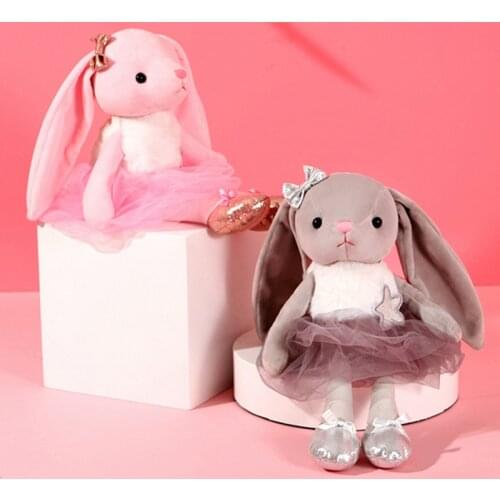 Soft Stuffed Animal Dancing Rabbit Doll For Infant Princess Girl Birthday Gift Cloth Ballet Doll Plush Baby Sleeping Doll Toys