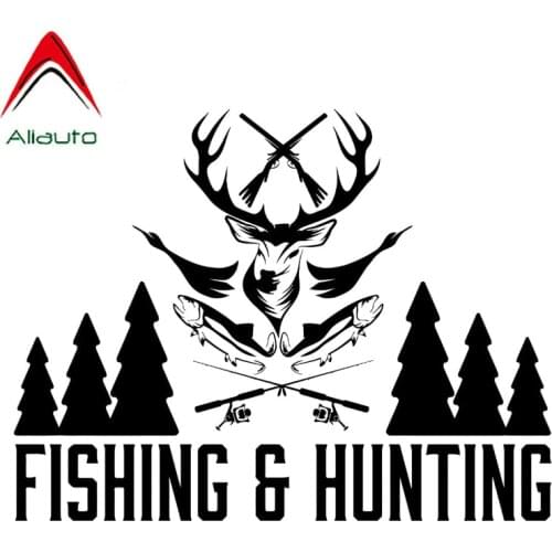 Aliauto Fashion Car Stickers Fishing Hunting Shop Hunter Fisherman Decals for Motorcycles Megane Volvo S60 Lifan X60,14cm*18cm