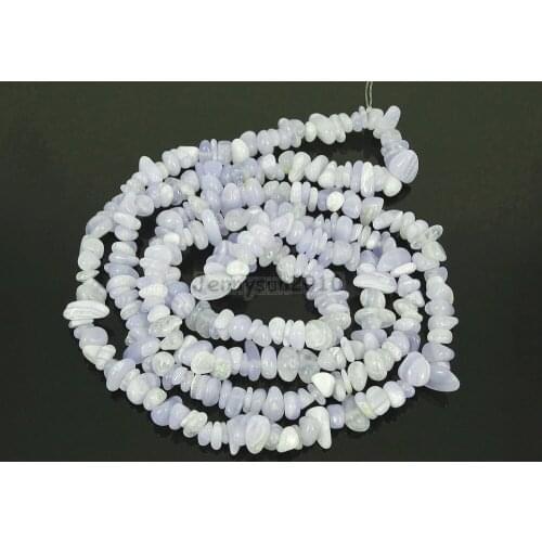Natural Chalcedony Blue Lace Ag-ate Gems stone 5-8mm Freeformed Chip Beads 35'' for Jewelry Making Crafts 5 Strands/Pack