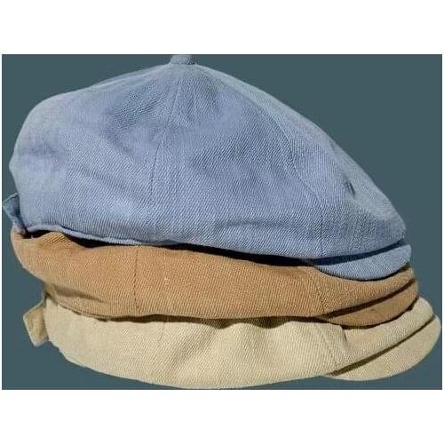 New Casquette Cotton Canvas Blue Mens Newsboy Hat Gentleman Berets Lady Retro England Cowboy Hat Literary Octagonal Cap
