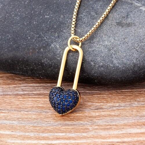 New Classic Love Heart Necklace 5 Colors Choice For Women Copper Zircon Gold Polished Fashion Chain Jewelry Fine Wedding Gifts