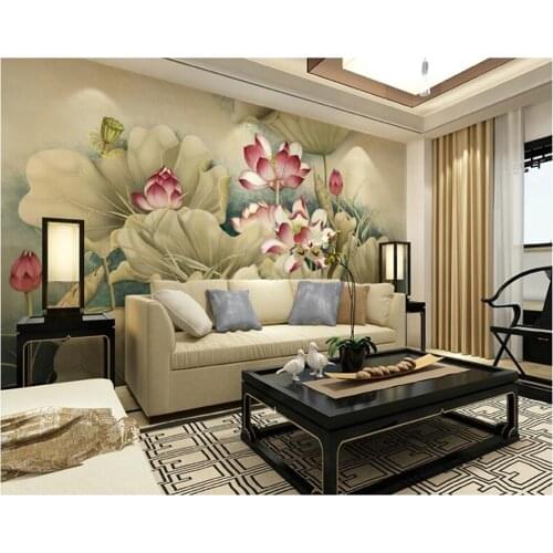 Beibehang Custom wallpaper 3d frescoes backdrops large green mural lotus new Chinese wallpapers living room bedroom 3d wallpaper