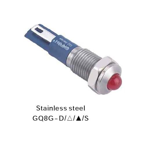ONPOW 8mm Domed Dot illuminated Stainless steel Signal lamp, indicator lamp, indicator light (GQ8G-D/R/6V/S) CE,RoHS