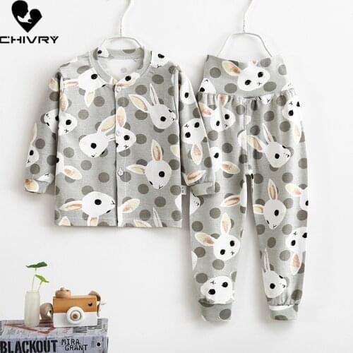 Newborn Kids Boys Girls Pajama Sets Cartoon Casual Long Sleeve Cute T-Shirt Tops with Pants Toddler Baby Autumn Sleeping Clothes