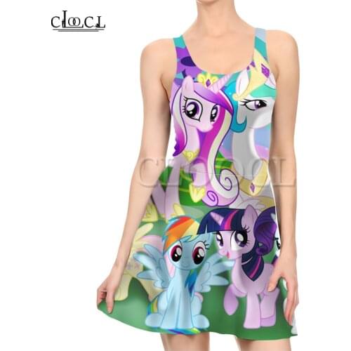 CLOOCL Anime My little pony 3D Print Fashion Women Sleeveless Dress Casual Sexy Slim Summer Beach Style