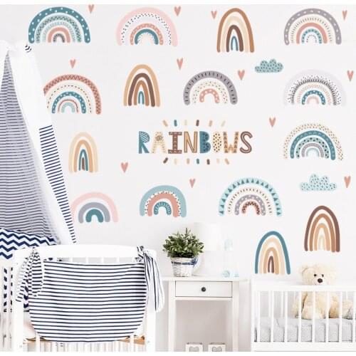 Rainbow Wall Stickers Home Decor Living Room Background Wall Art Sticker Kids Room Decor Aesthetic DIY Wallpaper Mural Removable