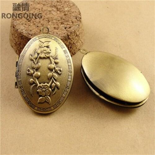 RONGQING 10pcs/pack DIY Flowers charm for making jewelry accessories 2019 Copper oval Locket