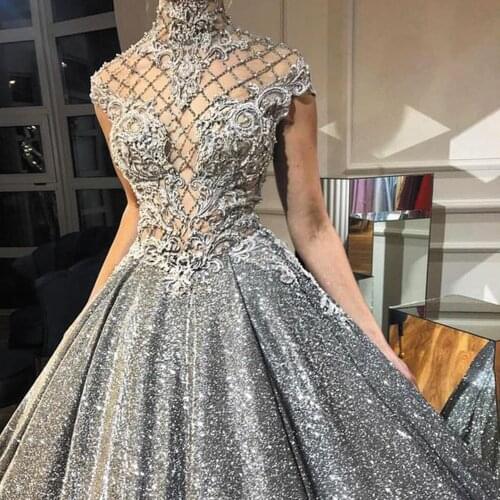 SuperKimJo Luxury Sparkly Ball Gown Prom Dresses 2021 Vestido De Graduacion Lace Applique Elegant Vintage Prom Gown