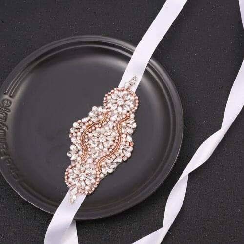 SESTHFAR Luxury Wedding Belt Rhinestone Belts for Women Dresses Bridal Belt Thin Rose Gold Belts for Bridesmaids Dresses