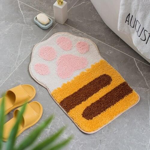 Cartoon Cat Claw Long Strip Flocking Bathroom Non-slip Mat Kitchen Doormat Home Bedroom Door Rug Toilet Water-absorbing Mat