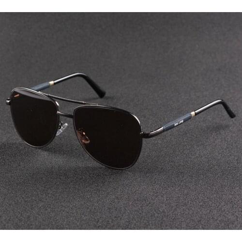 Vazrobe Aviation Sunglasses Men Glass Sun Glasses for Man Natural Crystal Stone Lens Anti Scratch Brown UV400