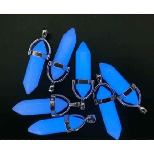 10pcs/lot Luminous Necklace Pendants Bohemian Hexagon Bullet Pendant Necklace Glow in Dark Energy Pendulum