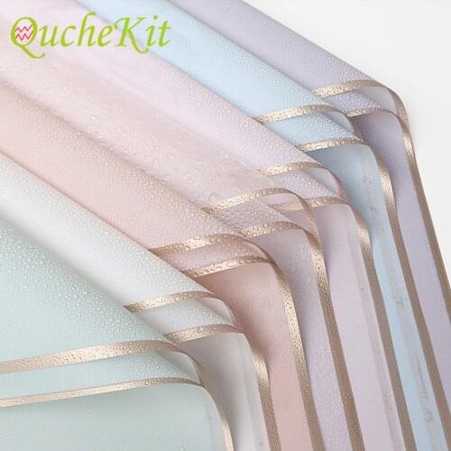 20 Pcs Golden Frame Flower Wrapping Paper Wedding Bouquet Gift Packing Paper DIY Crafts Scrapbook Wrapping Paper For Package