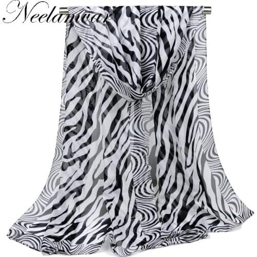 Fashion Brand Striped Scarf women chiffon silk scarf zebra stripe sexy long soft shawl 160*50cm 2019 spring and autumn