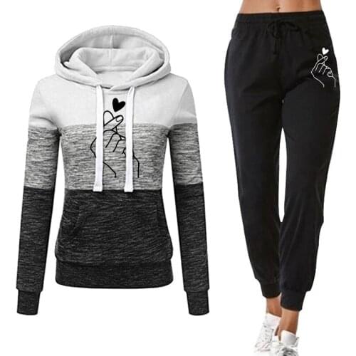Womens Tracksuit 2 Piece Set Pullover Hoodie+Pants Sports Suit Female Autumn Winter Sweatshirt Sets Sportswear Suits for Woman