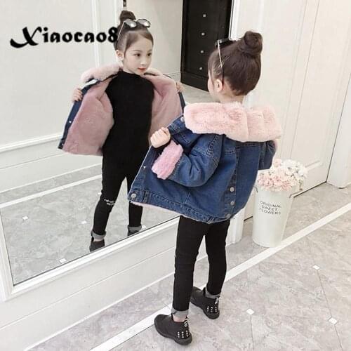 Winter jackets girls coats baby toddler girl thicken jackets kids denim warm collar coat fashion childrens clothing outerwear