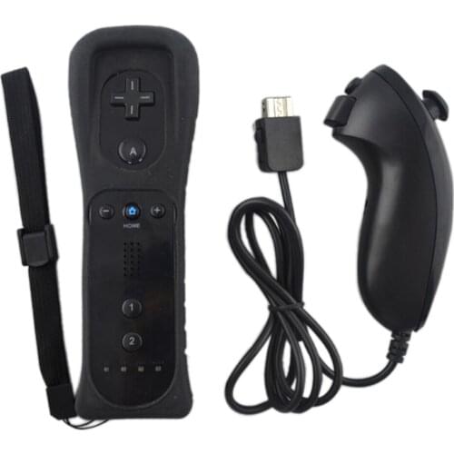 10sets a lot Remote and Nunchuck Controller Gamepad With Silicone Case and Hand Strap for W-i-i