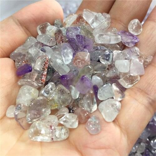 100g Natural Stone Super Seven Crystal Tumbled Stone Purple Rutile Crystal Healing Home Desk Aquarium Decoration