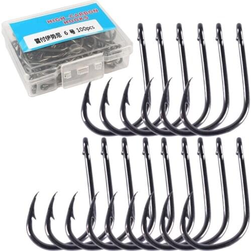 100Pcs/50Pcs Barbed Hook Coating High Carbon Stainless Steel Carp Fishing Hooks Pesca Bait with Retail Box Fishing Hook Tackle