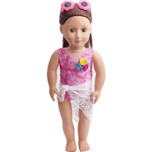18 Inch American Doll Girls Magenta Swimsuit Newborn Jumpsuits Baby Toys Accessories Fit 40-43 Cm Boy Dolls Gift c174