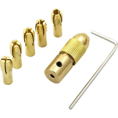 Hot 7pcs 0.5-3.0mm Mini Drill Chuck Collet Bit Set Micro Twist Electronic Drill Chuck Clamp Keyless Adapter Tool With 1Pc Wrench
