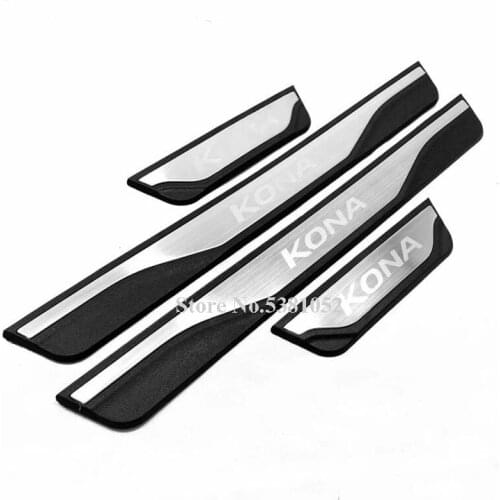 For Hyundai Kona 2018 2020 Accessories Stainless Steel Door Sill Pedal Scuff Plate Covers Protector Strip Guard Car Accessories