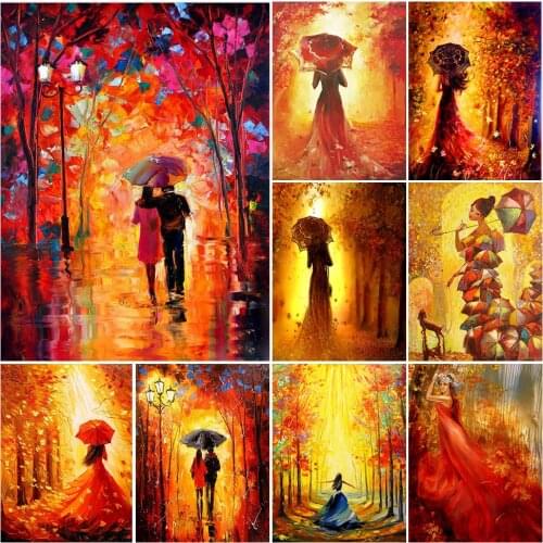 5D DIY Diamond Painting Autumn Umbrella Girl Full Square Diamond Embroidery Cross Stitch Kits Portrait art Crafts Home Decor
