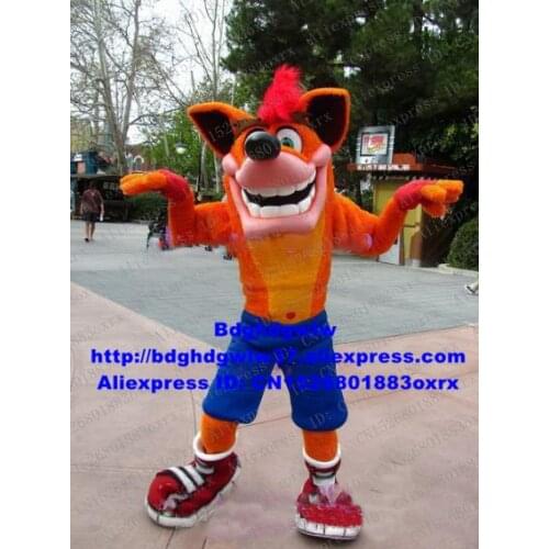 Crash Bandicoot Wolf Fox Mascot Costume Adult Cartoon Character Outfit Suit High Street Mall Festivals And Holidays zx493