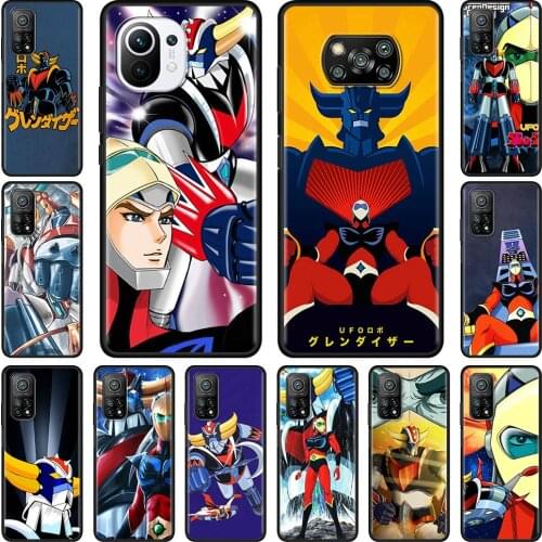 Silicone Cover For Xiaomi Mi Poco X3 NFC 10T Pro 9T Note 10 Lite M3 11 F3 9 CC3 A2 Black Soft Phone Case UFO Robot Grendizer Sac