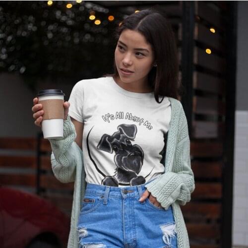 Schnauzer T-Shirt Black Schnauzer T Shirt Trendy XXL Women tshirt Short Sleeve Silver Summer Ladies Tee Shirt