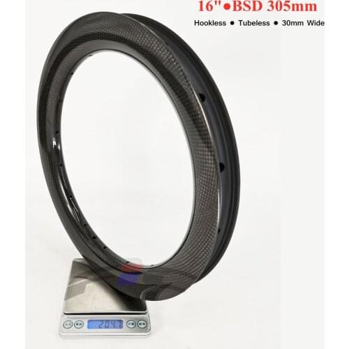 FIC 16inch carbon rim BSD 305mm Birdy wheel floding bike rims hookless tubeless clincher rim 35mm deep 30mm wide carbon rim
