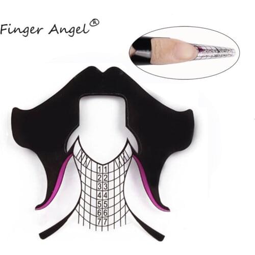 Finger Angel 50/100/500PCS New Design Plastic Black Hair Shape Nail Forms Nail Art Extension Tips Tool Manicure Gel UV XK001