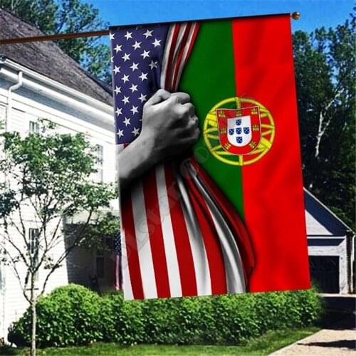 Portugal America Flag 3D Full Printing Garden Flags Hanging House Decoration