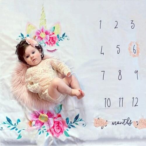 Unicor Newborn Baby 12 Months Infant Monthly Milestone Background Blanket Photo Props Cloth Home DIY Photography Accessories