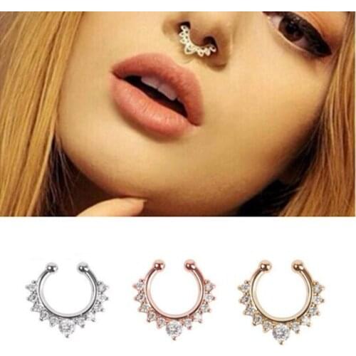 GHRQX Hot Sell Crystal false nose ring C rod false nose nail piercing nose ornaments