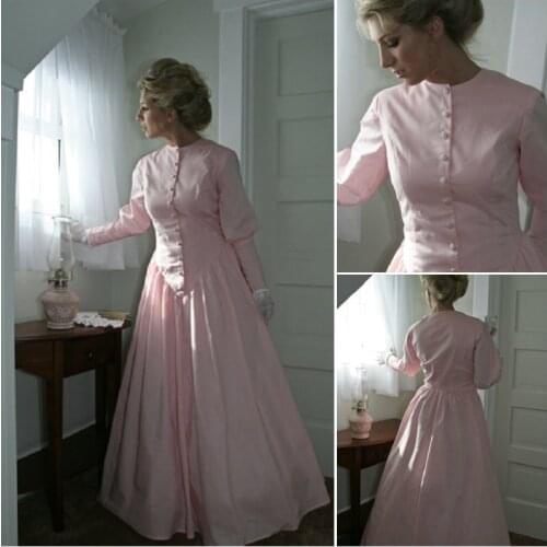 HIstory!Customer-made Pink Victorian dress 1860s Civil war Dress Scarlett Theater Costume Halloween Renaissance Dress V-505