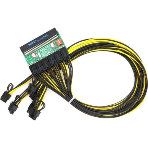 Mining Power Supply Kit - Breakout Board and 60CM UL 1007 16AWG PCI-E 6Pin to 6+2Pin Cable