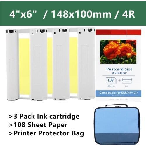 KP-108IN Selphy Ink Paper for Canon Selphy CP1200 CP1300 CP910 CP900 Cartridge Storage Protector Bag Protection Handbag Case