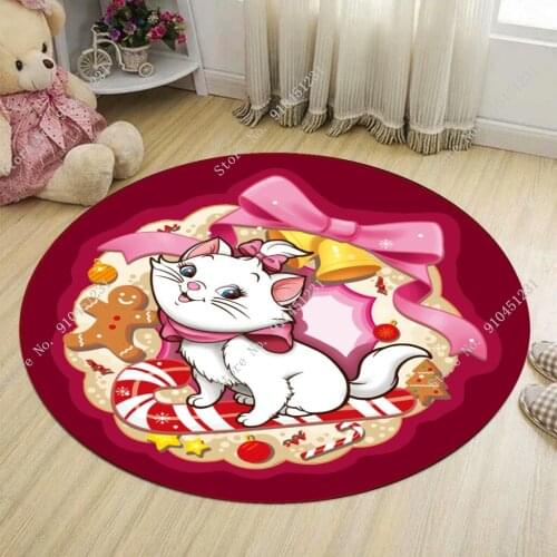 Disney Marie Cat Round Mat Minnie Mouse Kids Play Mats Baby Tiles Room Game Floor Living Room Stitch Winnie Bear Star Cartoon