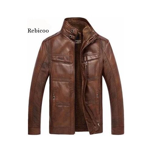 Leather Jacket Men Coats 5Xl Brand High Quality Pu Outerwear Men Business Winter Faux Fur Male Jacket Fleece